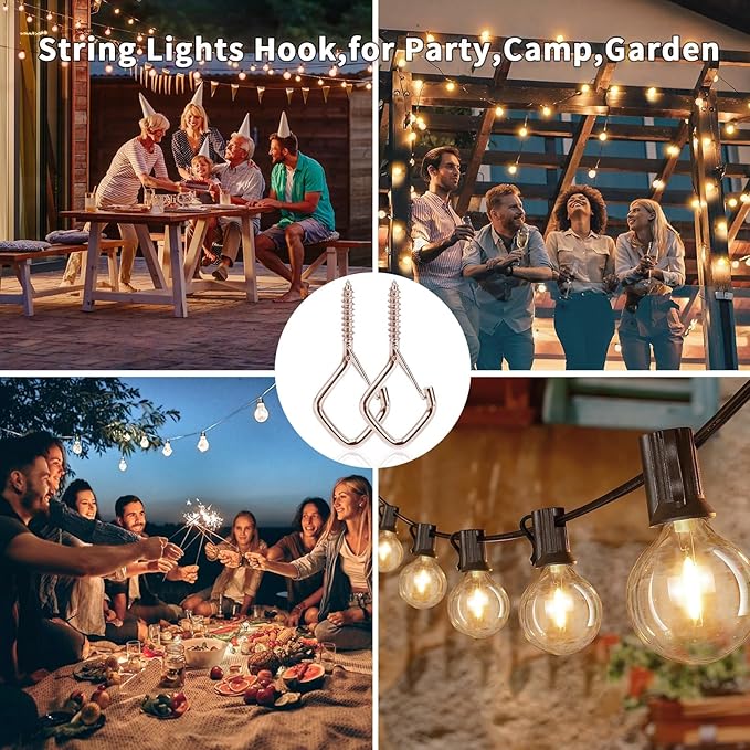 12 PCS Q-Hanger Hooks for String Lights, Ceiling Hangers for Plants & Wind Chimes, Christmas Decorations Outdoor Hooks Rose Gold