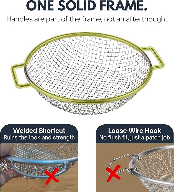 Round Soil Sifter for 5-Gallon Bucket (3/8-inch Mesh), Stainless Steel Garden Sieve with Handles