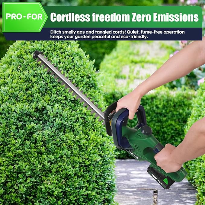 20V Max Cordless Hedge Trimmer with Battery and Charger, 22" Dual-Action Blade, 1600RPM, 3/5" Cut, Dual Safety Switch, Lightweight Electric Bush and Grass Shrub Trimmer for Garden and Yard