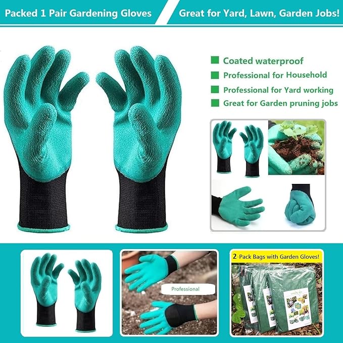 Professional 2-Pack 80 Gallon Large Yard Garden Bags (D26, H33 inch) W/Gardening Gloves for Leaf Bags,Yard Waste,Debris Bag,Garden Waste Container,Recycle Bin,Lawn Grass Clippings,Weeds Bag 4 Handles
