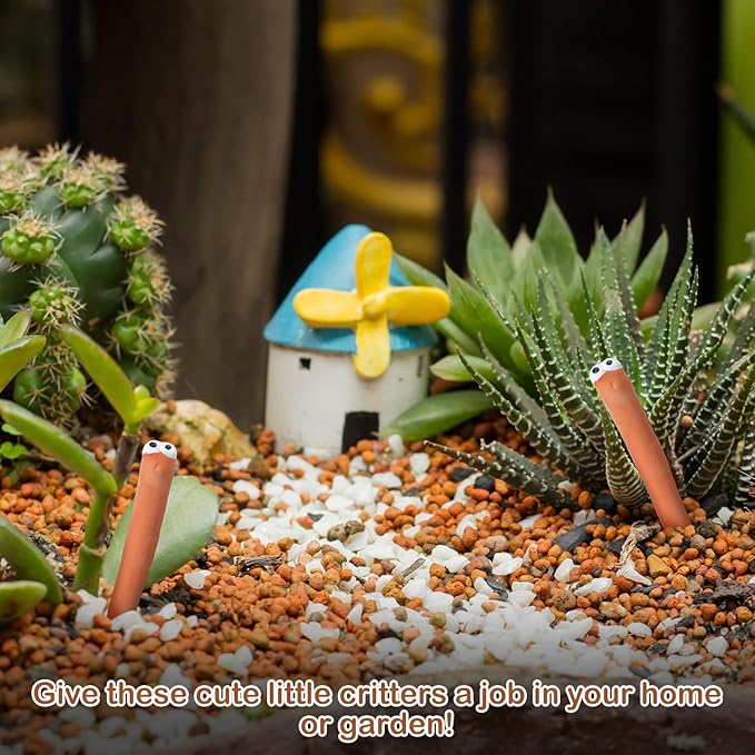 12 Pcs Water Sensor Ceramic Worm The Potting Shed Worm Water Sensor Plant Decoration Moisture Monitor Gardening Houseplant Humidity Meter Fun Gardening Gift for Christmas Stocking Stuffers