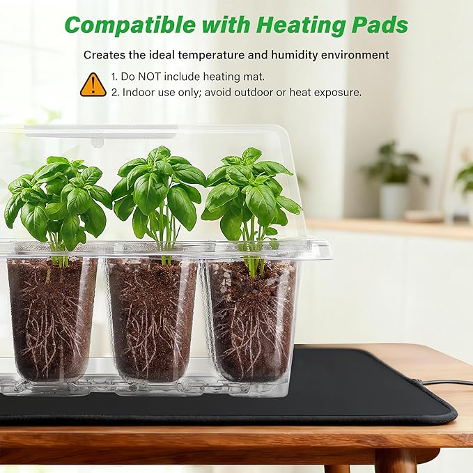 Bonviee 5-Pack Seed Starter Trays for Indoor Germination β Humidity Dome to Regulate Temperature & Humidity, Clear Tray for Root Observation, Drain Holes to Prevent Overwatering (5 Packs, Clear)
