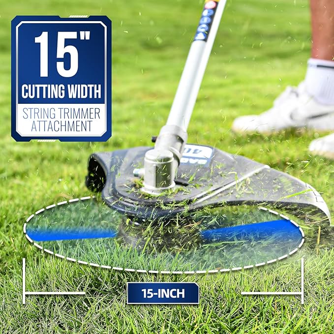 Wild Badger Power 40V Cordless Weed Wacker, String Trimmer/Edger, Hedge Trimmer and Brush Cutter Blade, Pole Saw, Attachment Capable 4-in-1 Multi-Tool Kit with 2 * 20V 4Ah Battery and 1 Charger, Blue