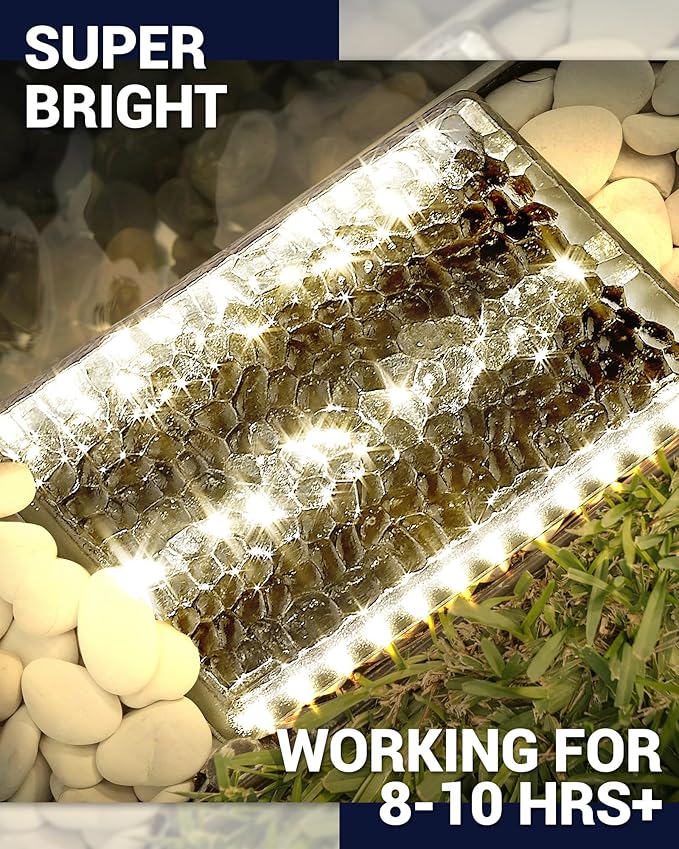 Solar Paver Outdoor Lights, 6x9 Recessed Brick Light, Heavy Duty IP67 Waterproof LED, Landscape Lighting for Ground, Pool, Garden, Driveway (Warm White, 1Pack)