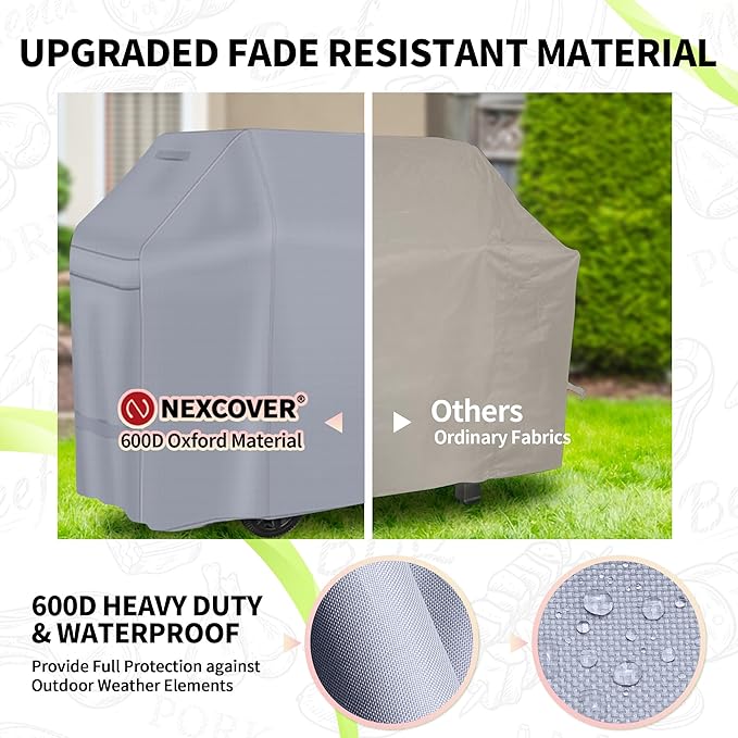 NEXCOVER Barbecue Gas Grill Cover - 58 Inch Waterproof Outdoor Heavy Duty BBQ Cover, Fade & Weather Resistant Upgraded Material for Weber, Brinkmann, Char Broil and More