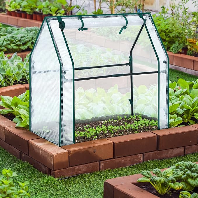 Mini Greenhouse for Indoor Outdoor: Ohuhu Tabletop Portable Green House with Waterproof Pad for Small Plants Nursery Germination, 36"x18"x33" Heavy-Duty PE Cover White