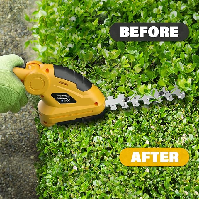 7.2V Cordless Hedge Trimmer & Grass Shears, 2 in 1 Electric Handheld Shrub Trimmer, Lightweight Rechargeable Bush Trimmers for Yard, Lawn, Garden