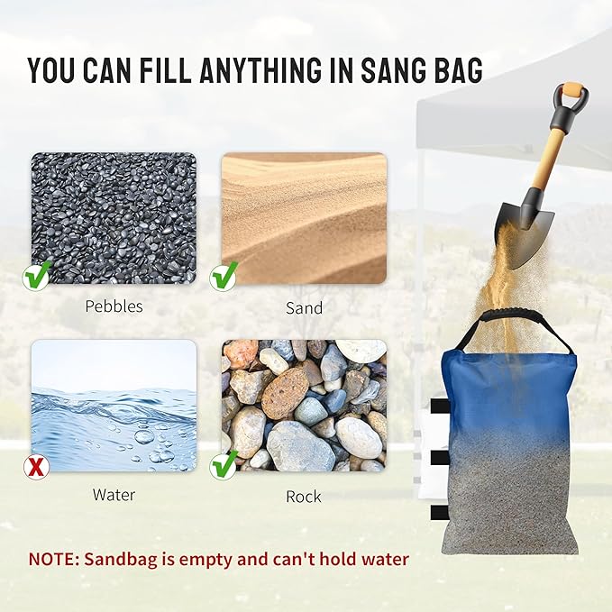 CROWN SHADES Sand Bags for Canopy Legs Sandbags for Weight-Canopy Weights, Pop Up Tent Weights Bags, Blue
