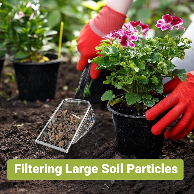 4 Pcs Gardening Soil Sifter, Shape Garden Sieve Sifter with Handle (2/2.8/3.8/5 mm Mesh), Portable Gardening Sifter for Gradening Sand Soil Dirt Compost (4 Set)