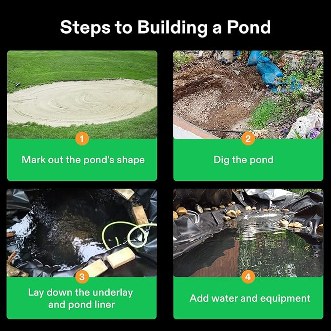 VIVOSUN 7 x 10 Feet Pond Liner, 14.5 Mil Durable LLDPE Pond Liners for Koi Ponds, Aquaculture and Water Gardens, Black