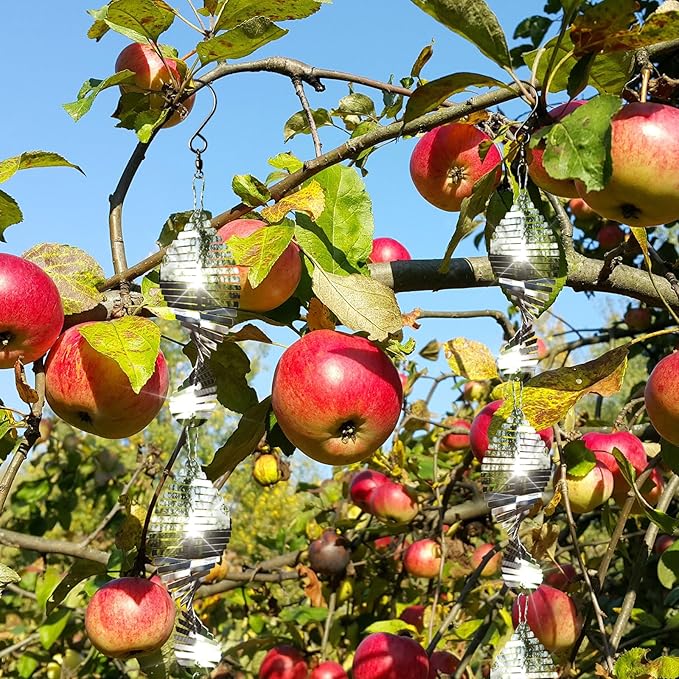 12 PCS Stainless Steel Bird deterrents for Outside,3D Wind Spinners Outdoor Bird Scarer Discs Set Pigeon Deterrent,Bird reflectors to Keep Birds Away Woodpecker Deterrent for House,Crow Deterrent