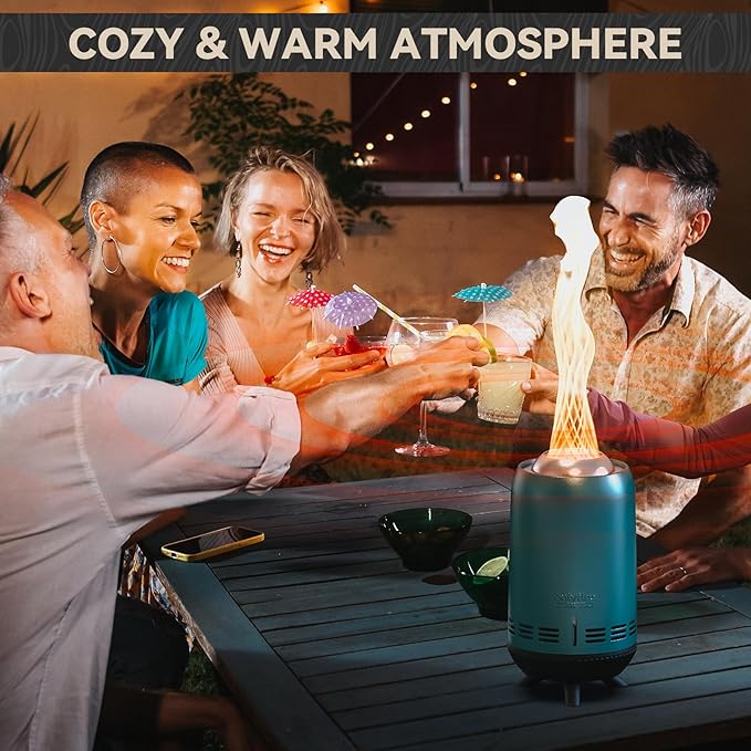 ONLYFIRE OUTDOOR LIVING 12" Tabletop Fireplace with Carrying Bag, Portable Fire Pit for Camping RV Tailgating Patio Backyard Bonfire, Smokeless Camp Stove, Stainless Steel, #FP054 Blue