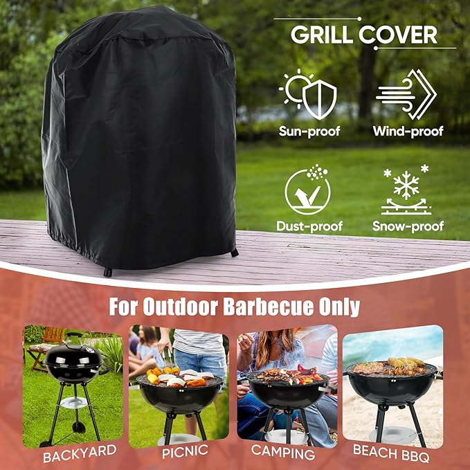 18 Inch Charcoal Grill, HaSteeL 2-In-1 Kettle Outdoor Barbecue Grill, Portable Black BBQ Grill for Camping/Backyard/Patio/Picnic, Porcelain-Enameled Lid & Fire Bowl, 254.SQ.IN Cooking Area, 13-Piece