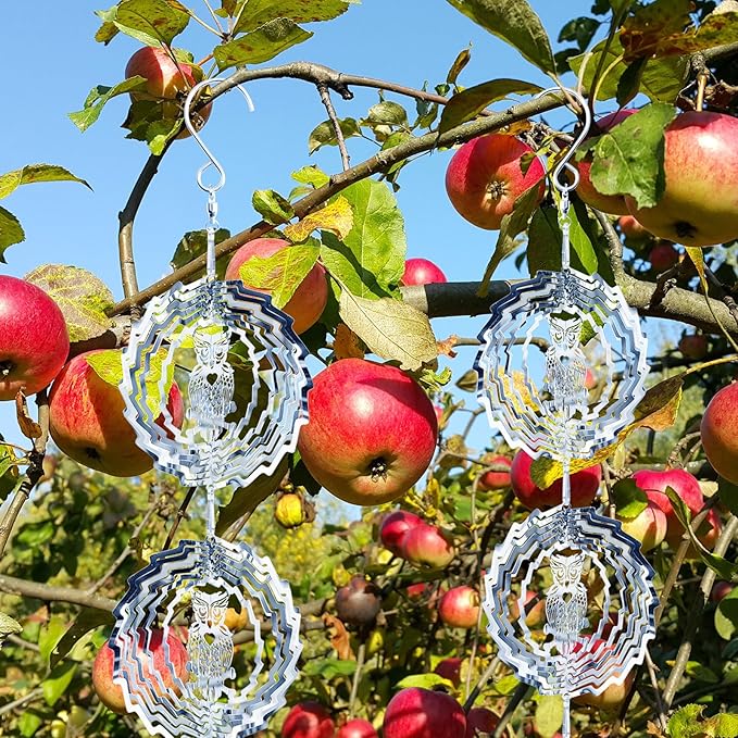 12 PCS Stainless Steel Bird deterrents for Outside,3D Wind Spinners Outdoor Bird Scarer Discs Set Pigeon Deterrent,Bird reflectors to Keep Birds Away Woodpecker Deterrent for House,Crow Deterrent