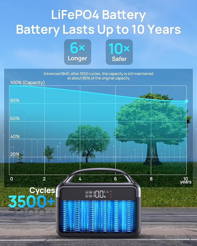 Portable Power Station 300W (600W Surge) with 40W Solar Panel, 192Wh Solar Generator with LiFePO4 Battery, 5.5 lb Power Bank for Laptop and Emergency Backup