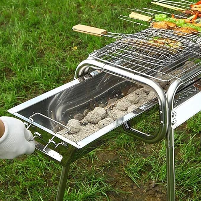 Charcoal Grill, Barbecue Charcoal Grill, Outdoor Stainless Steel Smoker BBQ grill for Outdoor Cooking Camping Picnics Beach 336 Square Inches