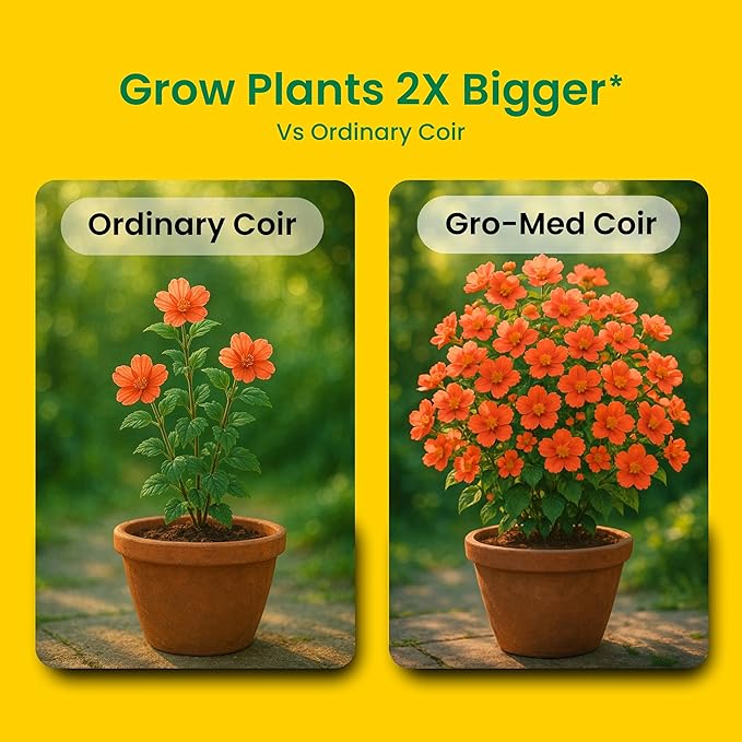 Gro-Med Coco Coir Brick 6s Pack – 1.4 lb Each, Expands to 60 Quarts, NPK Enriched Organic Coco Coir for Plants, OMRI-Listed Cocopeat Bricks for Garden Soil, Potting Mix & Indoor Outdoor Gardening