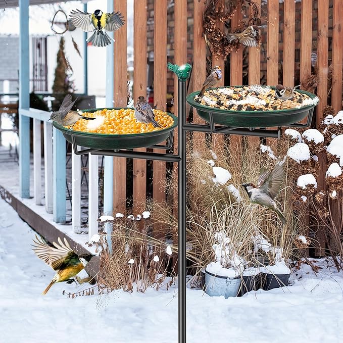 Metal Bird Bath for Outside, Vintage Freestanding Birdbaths Feeder Bowl, Stable & Easy to Clean Birdfeeder for Outdoors Garden Yard Lawn Decor (Retro Green)