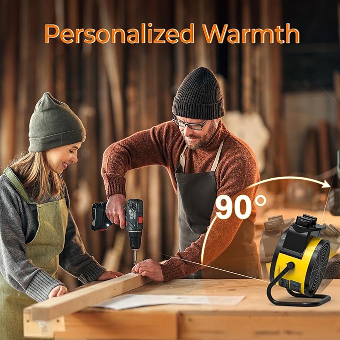 TRUSTECH Greenhouse Heater with Digital Thermostat, 1500W Small Outdoor Space Heater, 3S Heating & 3 Modes, 90° Tilt, Overheat Protection, Tent Heater for Camping, Grow Tent, Patio, Garage, Indoor