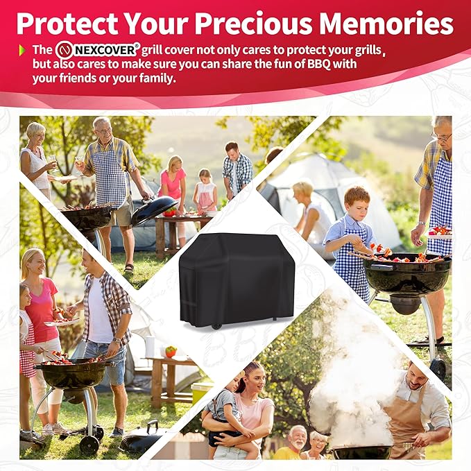 NEXCOVER 55 Inch Grill Cover - 600D Heavy Duty Waterproof and Weather Resistant BBQ Cover for Weber, Char Broil, Nexgrill - Fade Resistant, Black