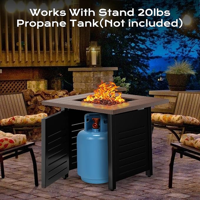 28'' Propane Fire Pit Table – 50,000 BTU Outdoor Gas Fire Pit for Patio, Deck, and Garden, CSA Certified Multipurpose Fire Table with Cover and Lava Rock