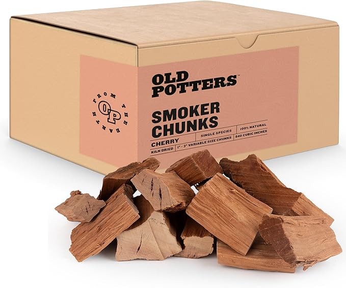 Old Potters Smoker Wood Chunks ~12 lbs for Grilling, Smoking, and Wood Fire Cooking~ 2 x 3 Inches, (Cherry, 790 Cu in.)