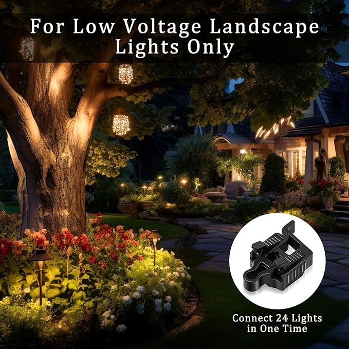 24 Pack Low Voltage Wire Connector Landscape Lighting Cable Connector 12/14/16/18 Gauge Cables Listed Weatherproof Landscape Lighting Low Voltage Tool for Pathway Light/Spotlight