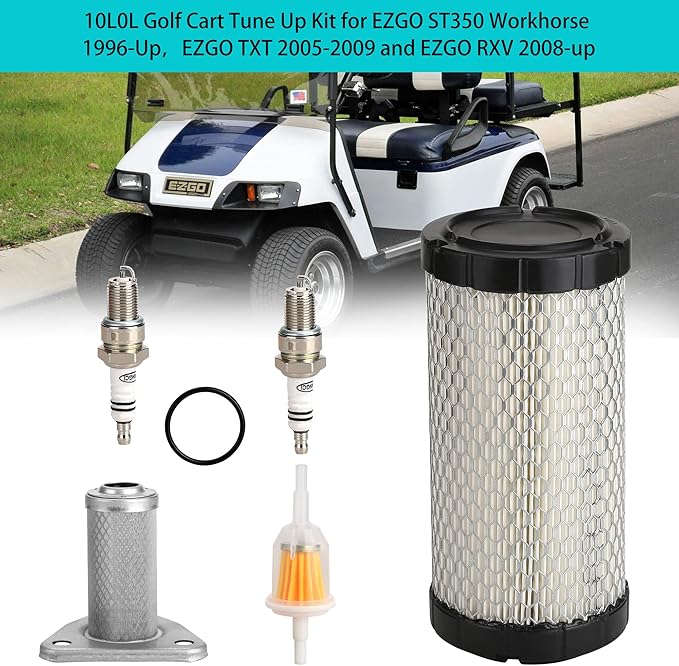 10L0L Golf Cart Tune Up Kit for EZGO ST350 Workhorse 1996-Up,EZGO TXT 2005-2009 with MCI Motor and RXV 2008 Up Gas Models with Robbins Motor,OEM# 72084G01, 26591G01, 28463G01