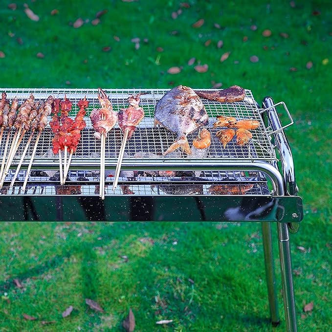 Charcoal Grill, Barbecue Charcoal Grill, Outdoor Stainless Steel Smoker BBQ grill for Outdoor Cooking Camping Picnics Beach 336 Square Inches