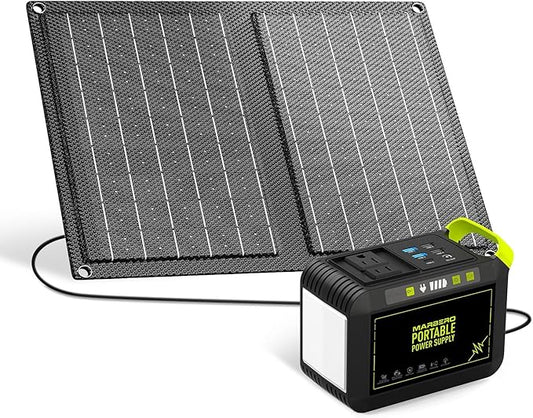 MARBERO 88.8Wh Solar Generator with 21W Solar Panel Included Portable Power Station 80W 110V 120W Max for Camping Outdoor Hiking Fishing Emergency