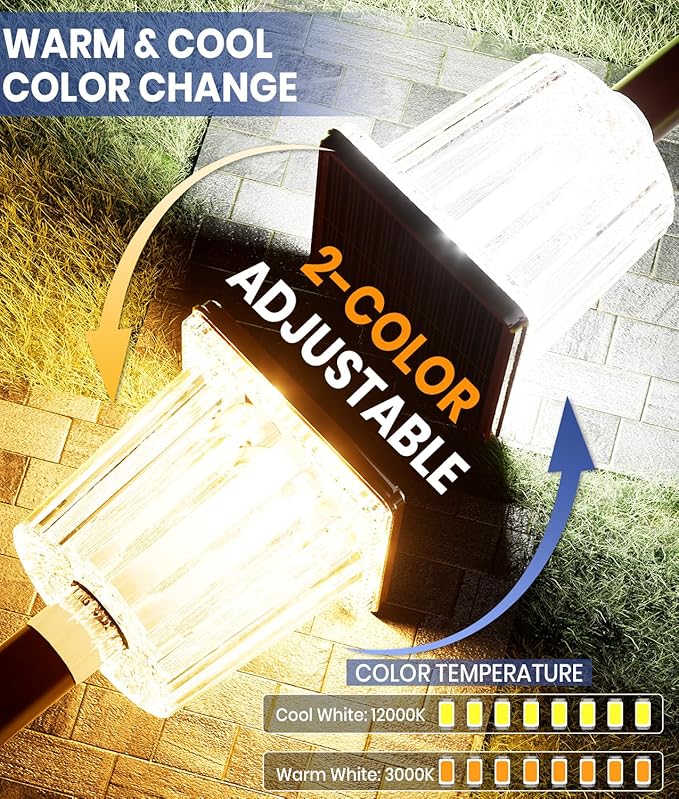 Super Bright Solar Pathway Lights Outdoor Powered,Adjustable Warm&Cool White,Waterproof IP65 Garden Decor Landscape Lighting Outside for Yard/Patio/Walkway/Driveway/Landscape (Cocoa Brown, 1 Pack)