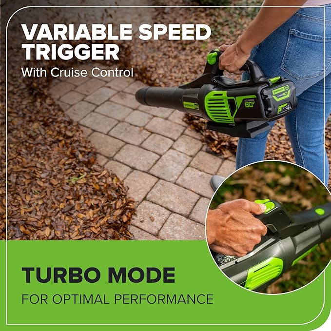 Greenworks 60V 17" Brushless (Push) Mower + 60V (610 CFM) Brushless Blower, 4.0Ah Battery and 3A Charger