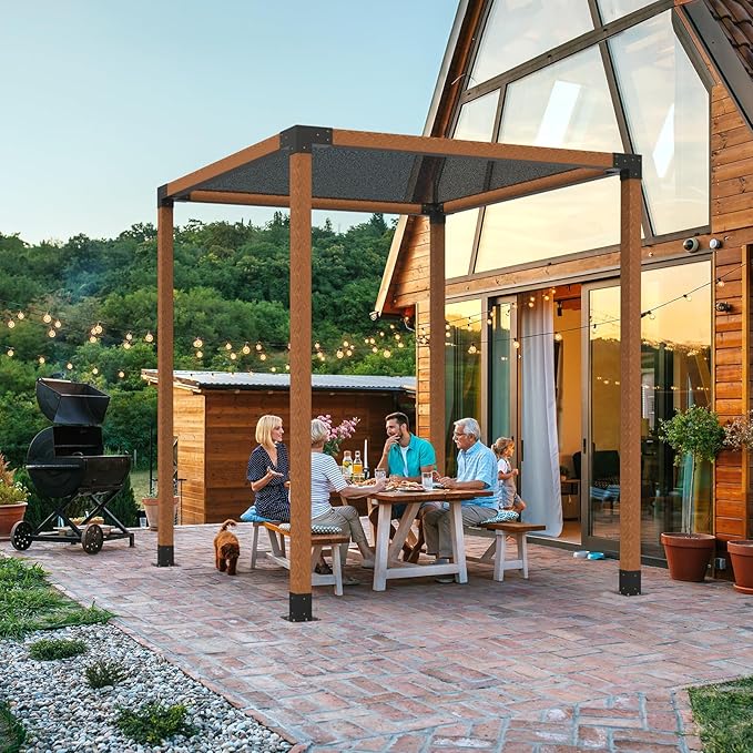 VEVOR Pergola Bracket Kit 4''x4''(Inner Size 3.6x3.6), 4pcs 3-Way Heavy Duty Corner Bracket Woodworks DIY Post Base Kit, Easy Installation Wooden Beams for Gazebos, Patio Pergolas, Log Cabin Outdoor