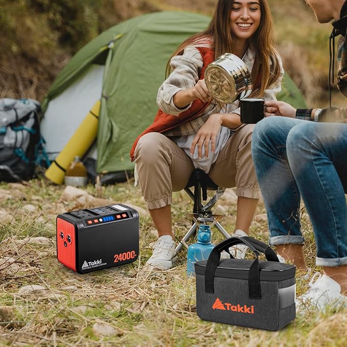 Takki 88Wh Portable Power Station with Carrying Case Bag, Camping Generator Lithium Battery with Peak 120W AC Outlet USB Ports for Outdoor Camping Home Emergency