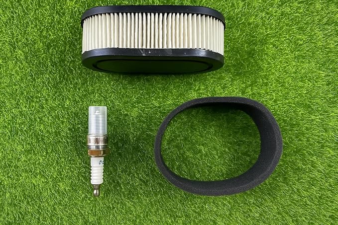 Lawn Mower Air Filter with Foam Pre Cleaner and Spark Plug – Replaces 593260 798452 – Fits Briggs & Stratton 500E 550EX 575EX, 09P702, 09P602 – 3 Piece Tune-Up Kit