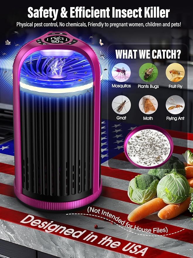 Fruit Fly Traps for Indoors, Smart Fly Trap Indoor Bug Zapper Gnat Traps for House Indoor Plant, Pest Control with 10PCS Refills - Purple