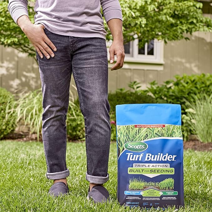 Scotts Turf Builder Triple Action Built for Seeding - Weed Preventer Plus Fertilizer, 4,000 sq ft (2-Pack)