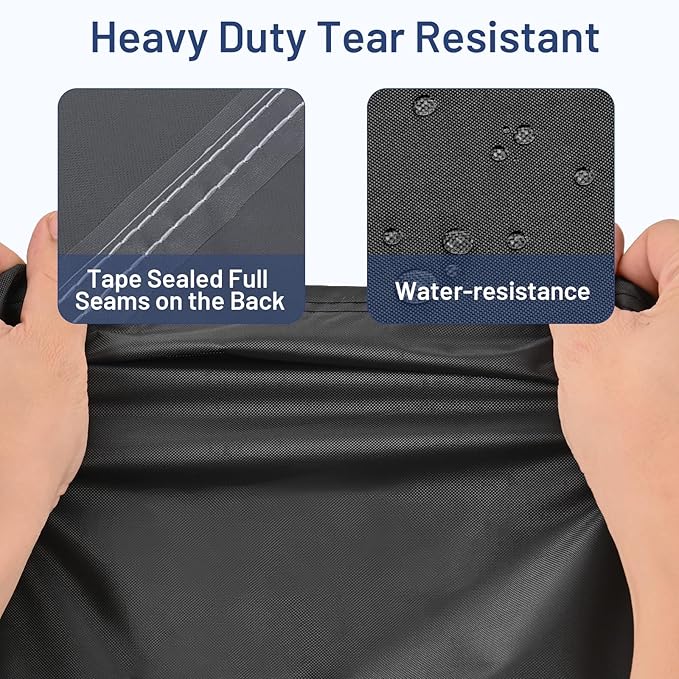 Patio Furniture Set - Waterproof, Heavy Duty Outdoor Couch & Sectional Sofa Cover - Table & Chair Cover - Curved, 90" L x 62" D x 28" H, Grey & Black