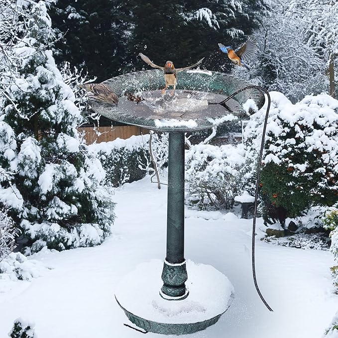 1 Pack Upgrade Bird Bath Heater for Outdoors in Winter, Pond Deicer 60 Watts Birdbath Deicer Water Heater Thermostatically Controlled with Auto Shut off Function for Patio Lawn (White)