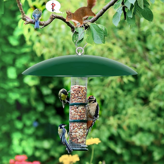 13" Bird Feeder Rain Cover,Bird Feeder Dome,Hummingbird Feeder Squirrel Guard, Squirrel Proof Bird Feeders Baffle, (Green), 2Pack