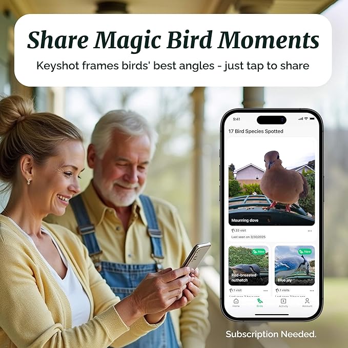 Beako™ Smart Bird Feeder with 4K Camera Solar Powered for Outdoors - Ultra HD Live Stream, Enhanced AI Identification 10,000+ Bird Species, Real-Time Motion Detection, Easy Setup & Refilling