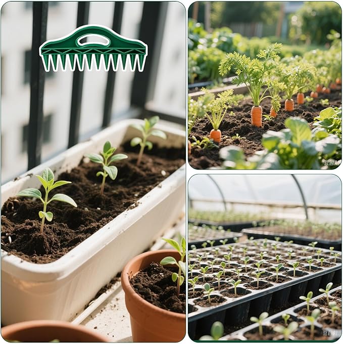 Seed Spreader Tool - 12-Hole Adjustable Seed Planter with Ergonomic Handle, Lightweight PP Soil Digger for Vegetables, Flowers, Lawns, Raised Beds (190g)