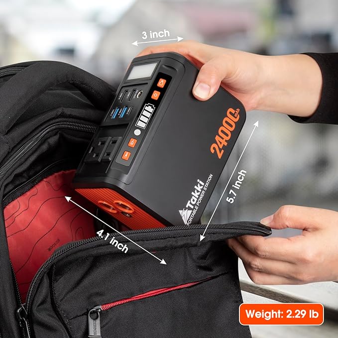 Takki 88.8Wh Portable Power Station Lithium Battery Solar Generator Power Bank with 120W Peak AC Outlet Battery Backup for Camping Home Use Emergency(Solar Panel Optional)