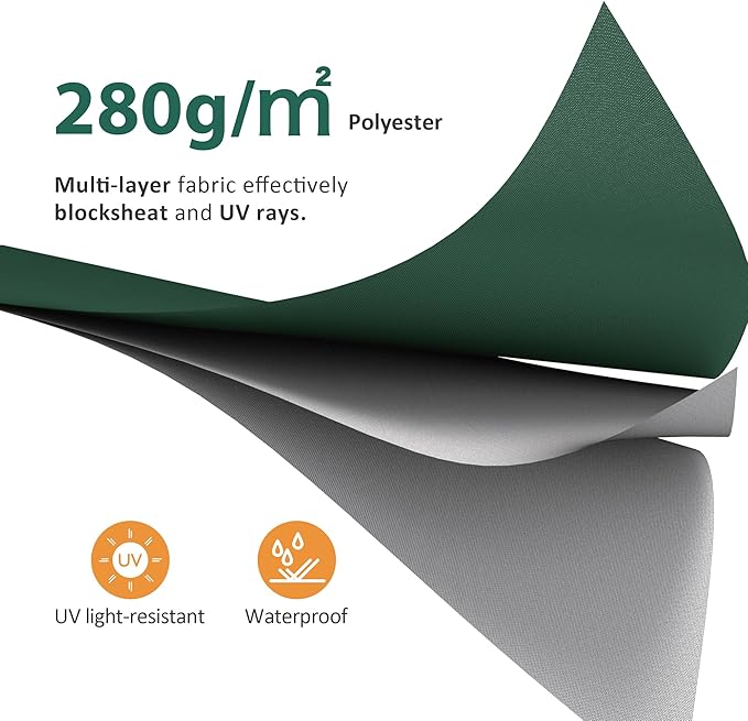 MCombo 13.2x7.8 Feet Manual Retractable Patio Door Window Awning Sunshade Shelter Outdoor Canopy,1308 (Green, 13.2'(L) x 7.8'(W))
