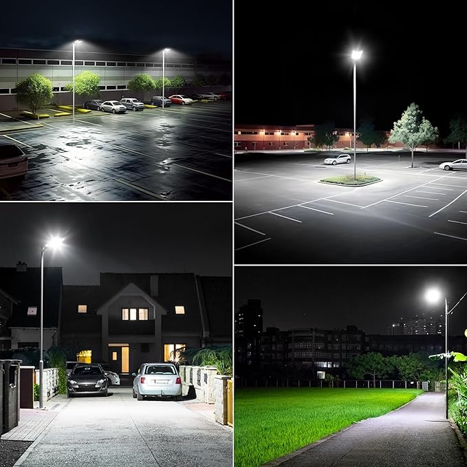 10000W Solar Street Lights Outdoor - Wide Angle Solar Lights Outdoor Motion Sensor, Commercial Parking Lot Light Dusk to Dawn, 7000K LED Street Light Solar Powered Heavy Duty for Yard(2 Pack)