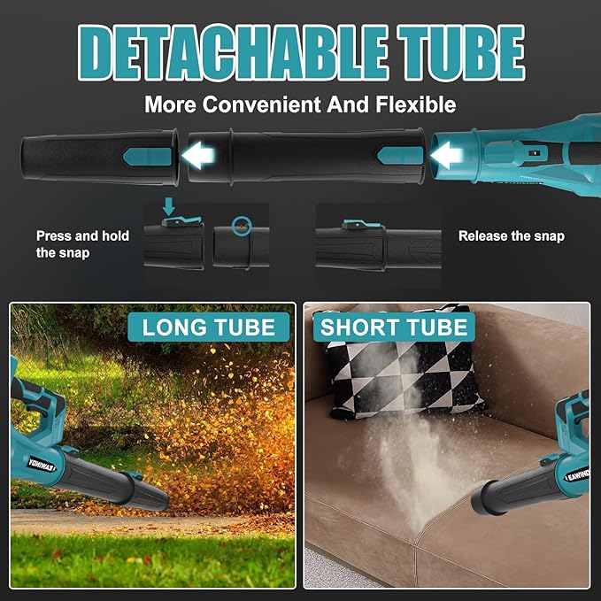 6 Speed Levels Electric Leaf Blower Cordless, 900000RPM Cordless Leaf Blower with 2 X 4.0Ah Batteries and Charger, Leaf Blowers 21V, Battery Lawn Blower for Patio Cleaning, Lawn Care, Blowing Leaves