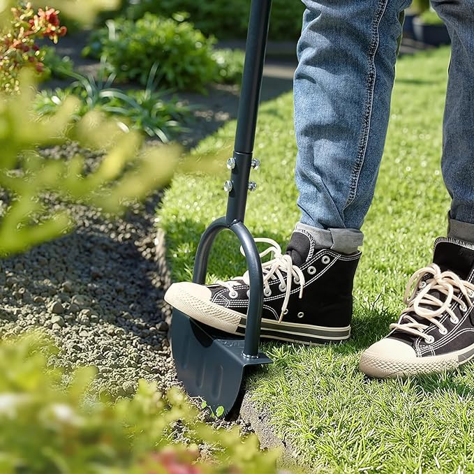 Colwelt Saw-Tooth Edger Lawn Tool, Half Moon Lawn Edger with T-Grip, Sidewalk Grass Long Handled Step Edger, 38-Inch
