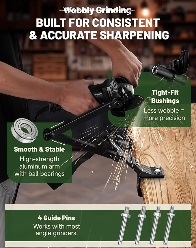 Lawn Mower Blade Sharpener, Lawnmower Blade Sharpening Tool with Balancer, Blade Sharpner Kit for Grinder