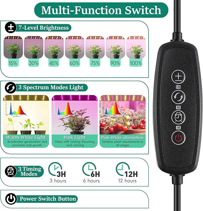 Meonum Indoor Greenhouse with Grow Light, 47.2 L x 23.6 L x 23.6 W Small to Medium Portable Greenhouse with 13W Dimmable Dual Plant Lamp, Timing Function and PVC Cover for Seed Starting