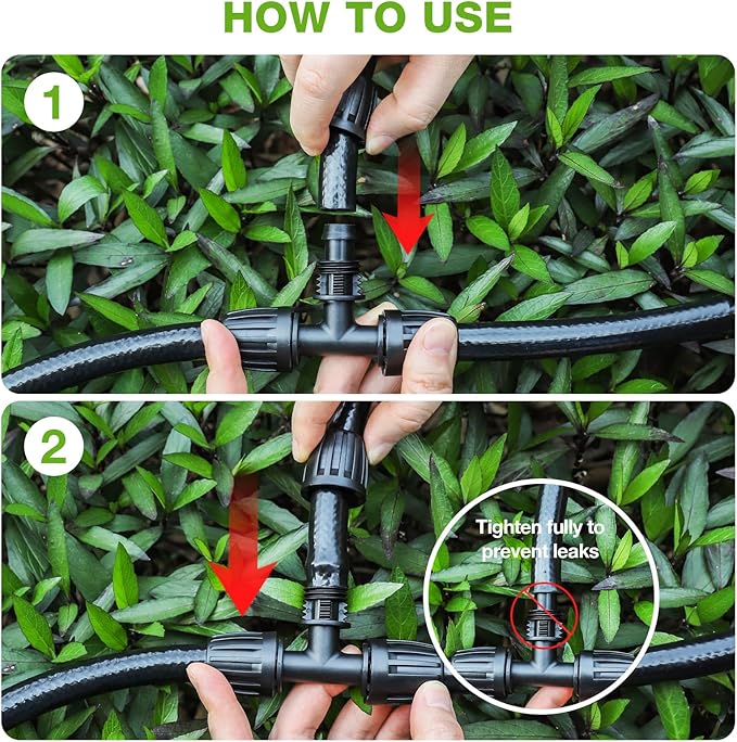 Bonviee 6 Pack 1/2 Inch Drip Irrigation Tee Connectors, Barbed Lock Fittings for 1/2β Tubing, Leak-Proof 3-Way Coupler for Garden Hose, Drip System Repair & Extension